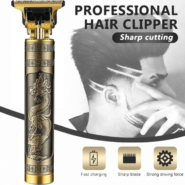 Hårklippere til mænd - Professionelle hårklippere, 0mm skaldede hårklippere T-blad hårklipper til mænd Zero Gapped Detail Beard Shaver Barbersh Gold buddha