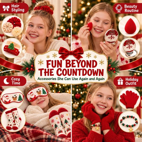 2026 Flickors adventskalender, 24-dagars julhår- och accessoarpresentkit