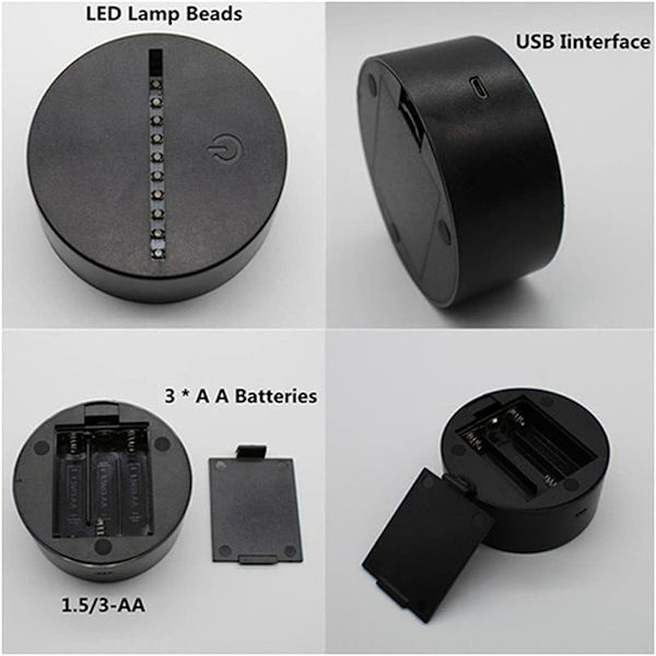3DYYCX RGB USB 7/16 Färg Fjärrkontroll Touch Switch 3D Lampa Cartoo