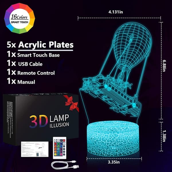 3D Gaming Lamper 5 Mønstre og 16 Farveskift Led Bordlampe