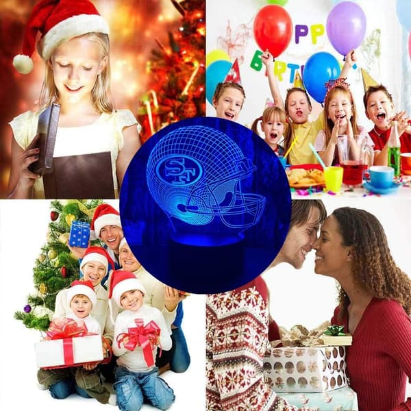 Fodboldhjelm Form 3D LED Optisk Illusion Akryl Natlampe