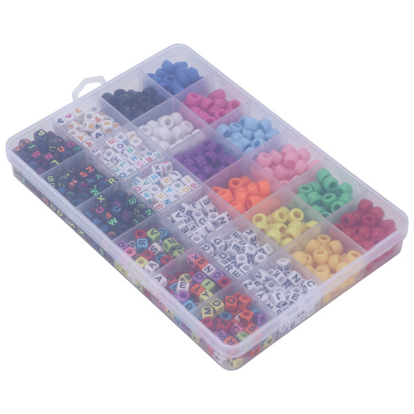 Brev Pärlor 6mm 10 Färger Elastisk Tråd Stora Hål Pärlor Set för Hantverk DIY Handgjorda