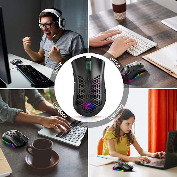 Trådlös spelmus, uppladdningsbar, USB-spelmus, RGB Ch