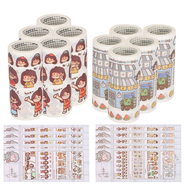 10 laatikkoa teippiä, ihana kuviollinen koristetarra DIY-askarteluun, leikekirjan suunnitteluun, paperi 75 mm x 2,1 m