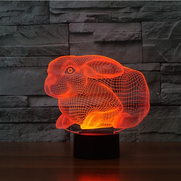 Kreativ 3D Kanin Nattlampa USB-driven Touch Switch Remo