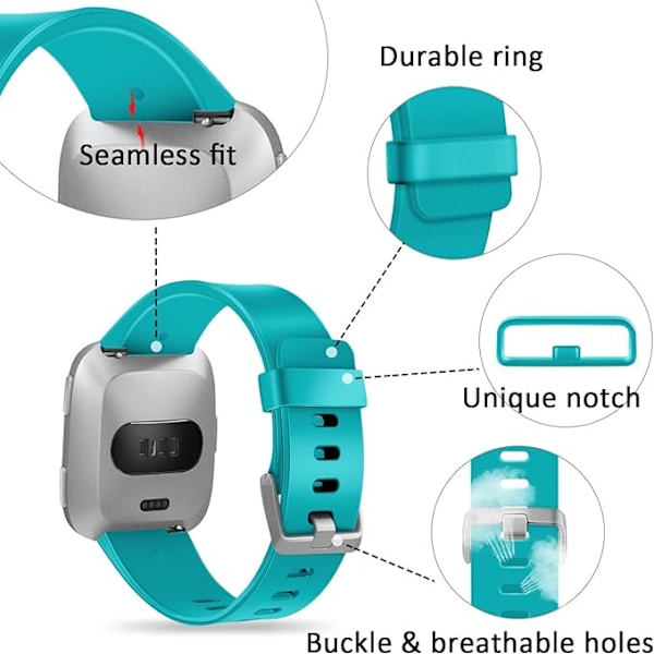 Älykellon ranneke sopii Fitbit versa älykellolle, versa 2 ja versa Lite se -kelloille naisille ja miehille (Turkoosi-S)