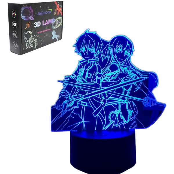 SAO Anime Figure LED Light Cute Boys & Girls Christmas Birthday Holiday Party Gift Kirito/Asuna/Asada Shino 3D Optical Illusion Table Lamp