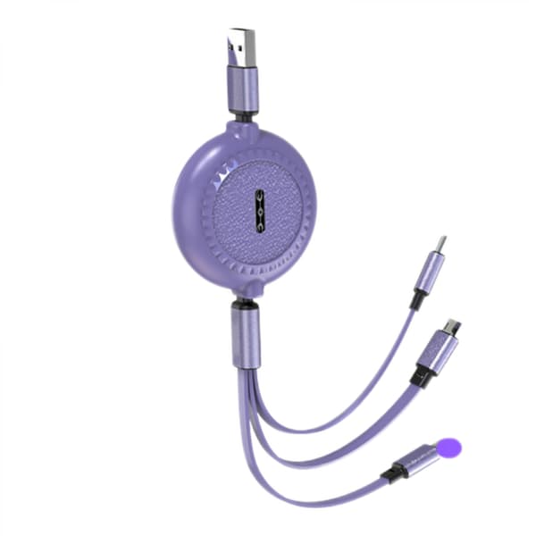 Uttrekkbar ladekabel, 3 i 1 Multi USB hurtiglader