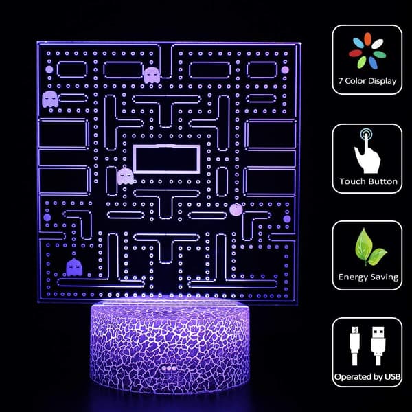 3D Natlampe LED Illusion Skrivebordslampe 7 Farveskift