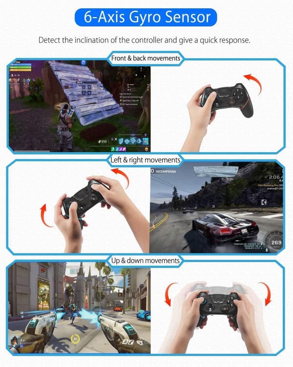 Bryterkontroller, trådløs Pro-kontroller for Switch/Switch Lite/Switch OLED, Switch fjernkontroll gamepad med joystick, justerbar turbovibrasjon, Ergon