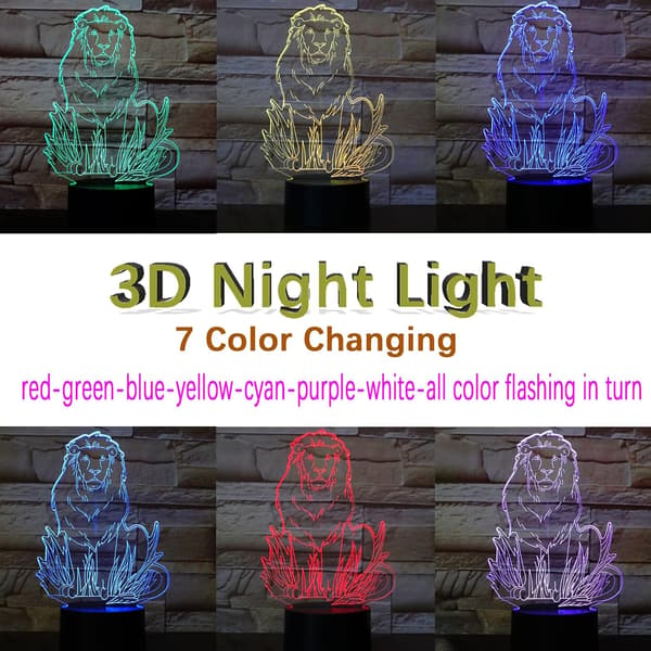 Panda 3D LED Lys Illusion Lys til Børn Optisk Illusion 7 Farveskiftende 3D Lys til Børneværelse Hologrammer Atmosfærisk Lampe 3D Illusion