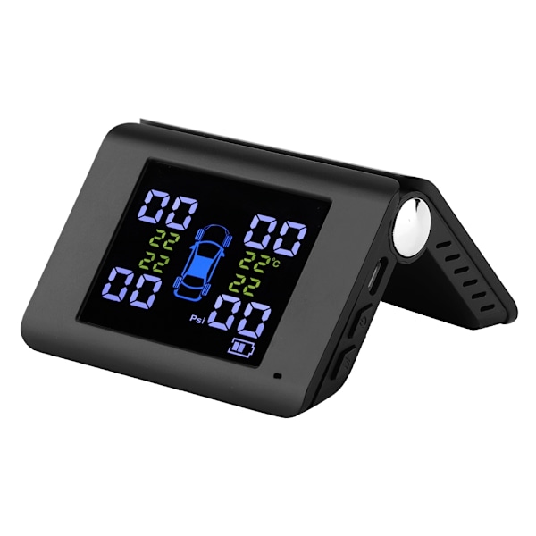 Solcellsdriven TPMS 2.4 tum Bil Däcktrycksövervakningssystem med 4 Externa Sensorer ADAS Alarm