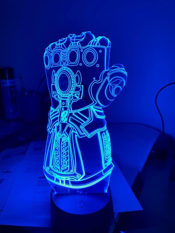 Infinity Gauntlet Lampe 3D Illusions nattlys, fjernkontroll bordlamper