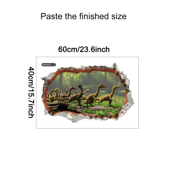 3D Dinosaur Veggklistremerer Skrell og Lim Fjernbar Veggkunstdekorasjon for Gutter Barnerom Stue