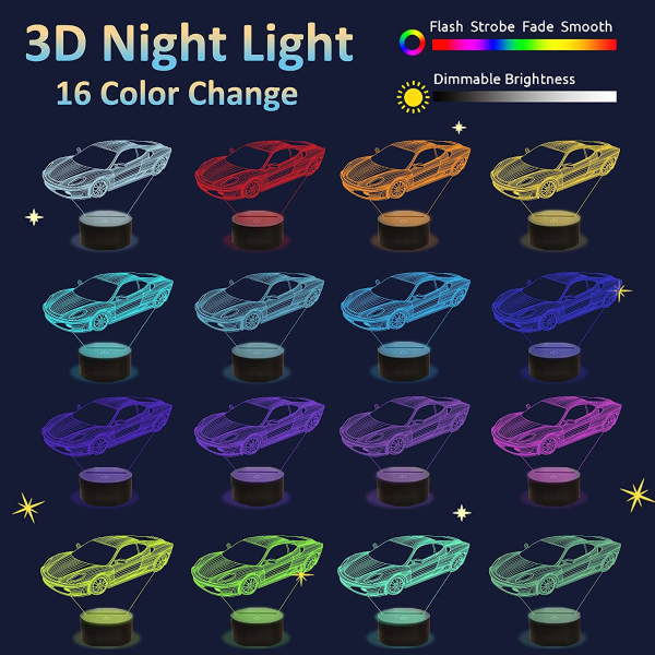 Bil 3D presentlampa, Attivolife Rally Fordon Illusion Optica