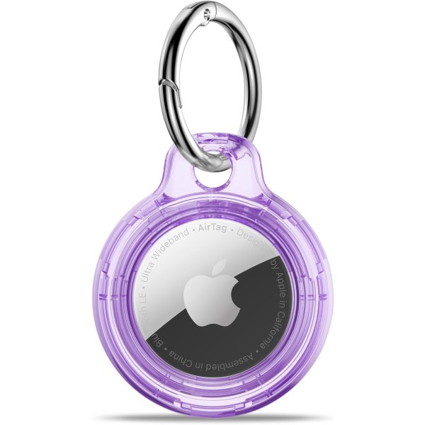 Airtag-pidike Air Tag -kotelo avaimenperällä, naarmuuntumaton Airtags-avainperä Apple Air Tagseille, Airtag-tarvikkeet GPS-esineiden paikannuslaitteelle, läpinäkyvä PU Clear Purple