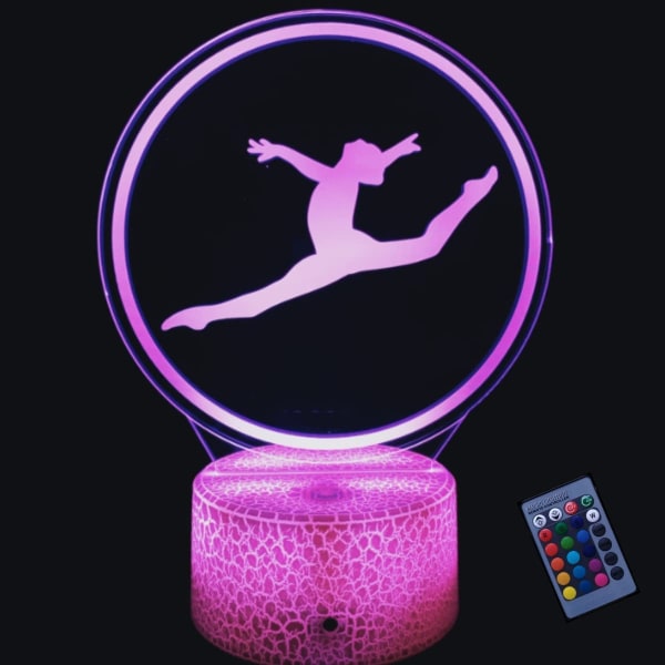 3D Gymnastik Nattlampa 16 Färger Ändrar USB Ström Fjärrkontroll