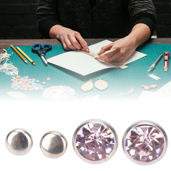 20 Set Rhinestone Rivet Färgglad Silver Sida DIY Väska Skor Kläder Dekoration 10mm10mm Silver Sida Rosa Rhinestone
