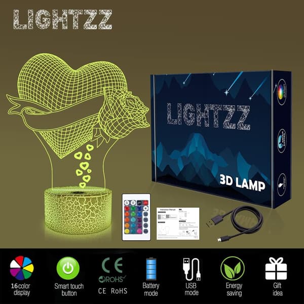 Jeg Elsker Dig 3D Natlampe LED Illusion Hjerte Bordlampe til