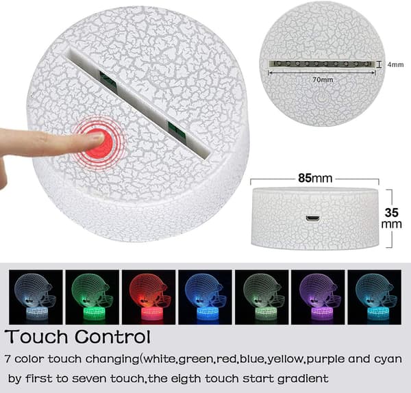 Inouril 3D Effektlampe Illusjon LED Nattlys Fjernkontroll