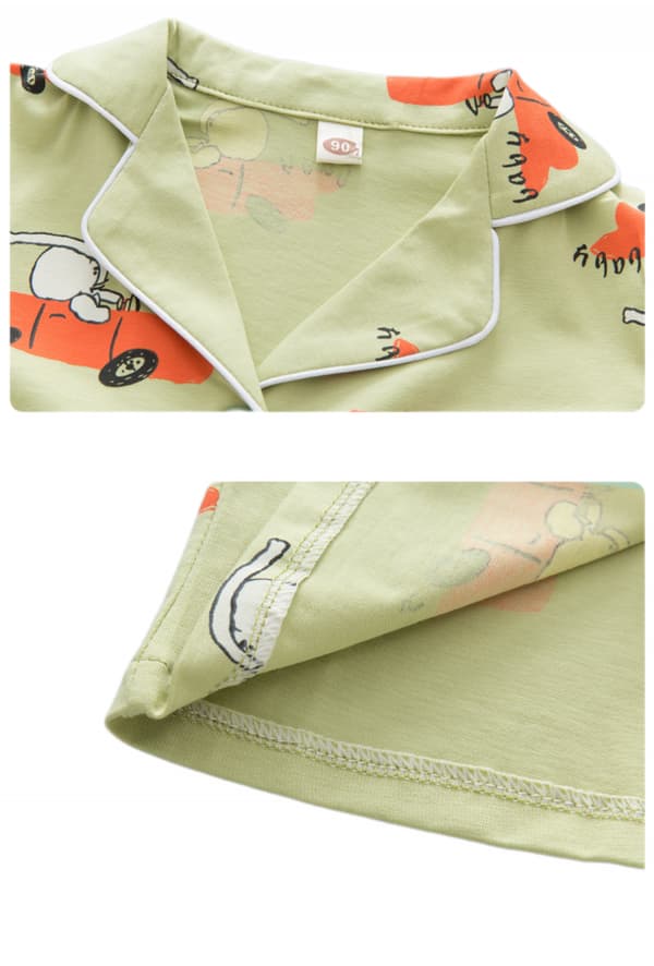 2-delt Loungewear Børne Pyjamas med Knapper, L (Orange)