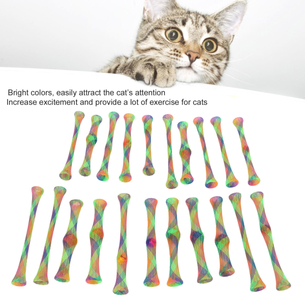 21 st kattspringleksak i nylon, färgglad, interaktiv, rep- och bitsäker, spiralformad leksak för kattungar