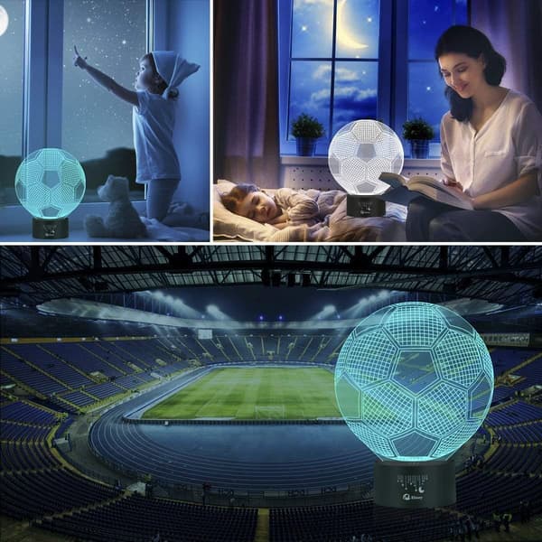 2-pakning Fotball 3D LED Nattlys, Ugle 3D Illusjonslampe