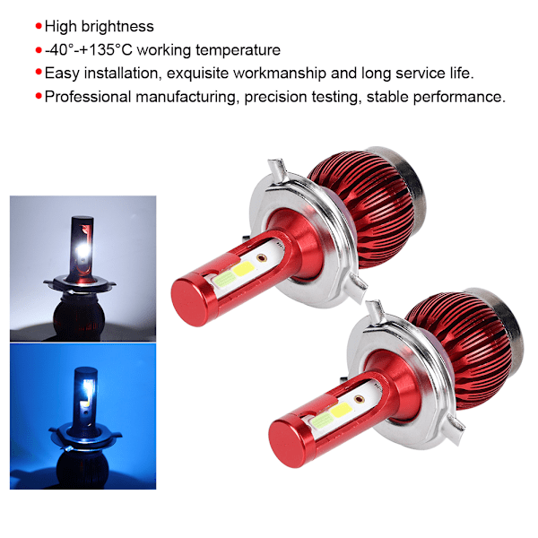 2 stk FS35 H4 6000K/8000K 36W Bil COB LED Hovedlys 8000LM Tåkelys Lampe
