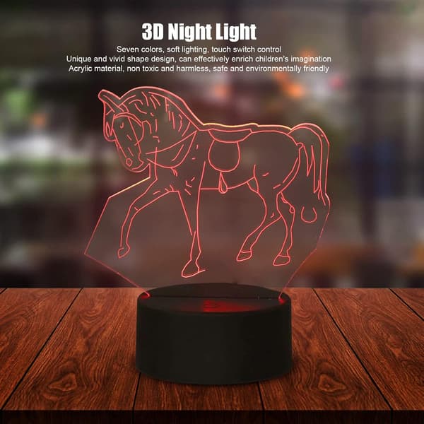 Nattlampe, Hesteform 3D-lys 7 Fargejustering LED Nig