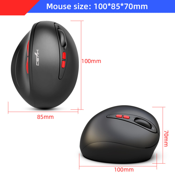 2.4G trådlös mus kan laddas, 3 nivåer DPI justerbar,