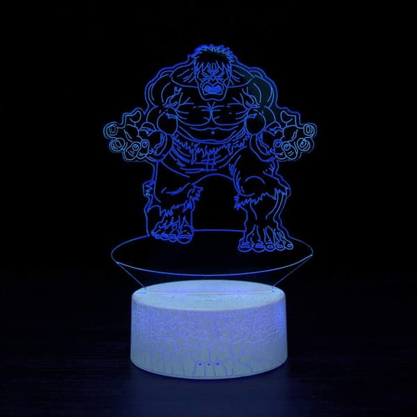 3D Illusion Natlampe Skrivebordslampe, 7 Farver Auto Gradvis Cha