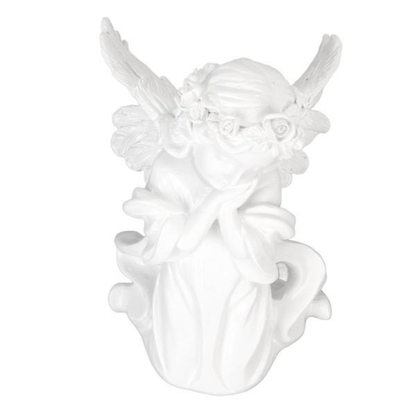 Harpiks Bedende Engel Figur Hvid Bøn Pige Vinkel Ornament Hold Kind Vinger Cherubs Skulptur til Bogreol Soveværelse Bryllupsdag Jubilæum