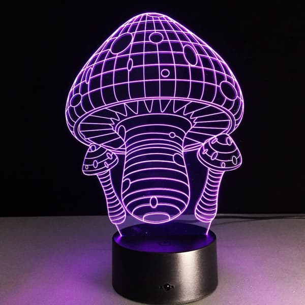 Svampe 3D Illusion Natlampe Akryl Lys 3D Kunst Svampe