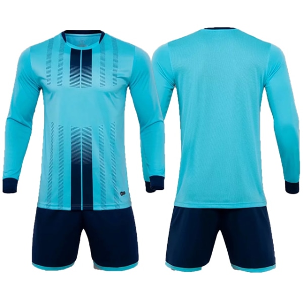 1 Set Anpassad Fotbollströja Herrar Pojkar Fotbollskläder Set Långärmad Fotboll Uniform Vuxen Målvakt Sport Kostym Barn Träningsoverall light blue Adult Size XL