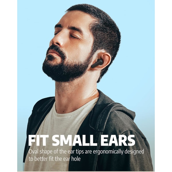 Trådløse øretelefoner til musik og sport, Bluetooth 5.3 in-ear-hovedtelefoner med ekstra bas, indbygget mikrofon, touch-kontrol, USB-opladningsetui, 30 timers batteri Matte Black
