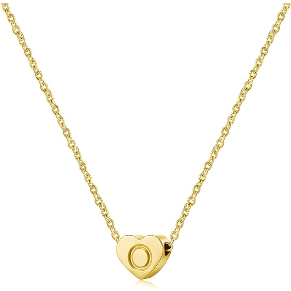 Liten hjärtinitial halsband för kvinnor flickor, 14K guldpläterad