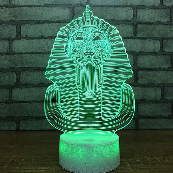 Egyptisk Sfinx Farao 3D Optisk Illusion Nattljus Tabl