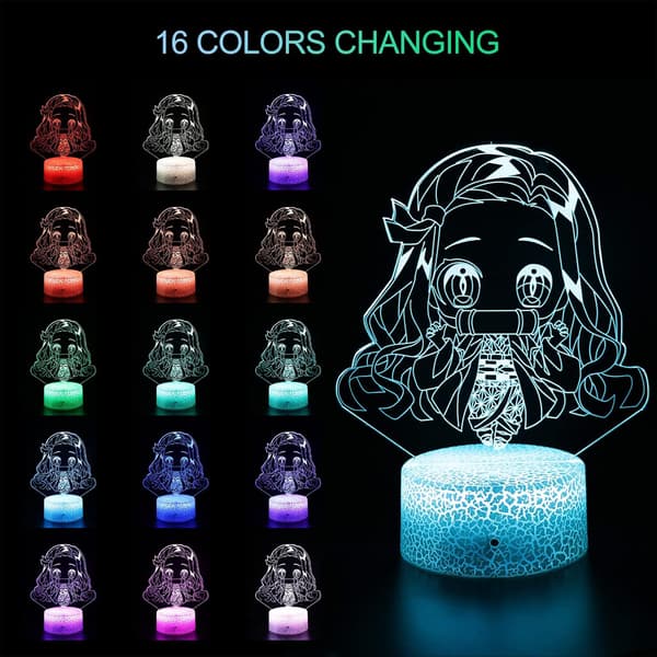 Demon Natlamper, 3D Illusion 16 Farver Bordlampe med Til