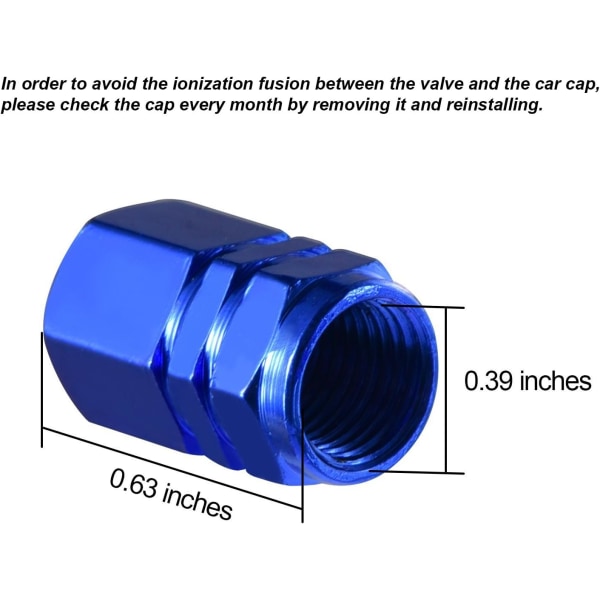 8 stk. dækventilhætter, hjulventilhætter, bildæk støvtætte dækventilhætter, sekskantet form (blå)