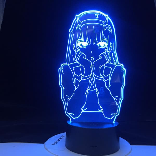 Anime 3D-valo Zero Two -lamppuhahmo LED-yövalo lapsille