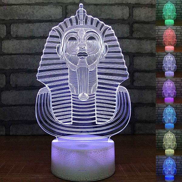 Egyptisk Sfinx Farao 3D Optisk Illusion Nattljus Tabl
