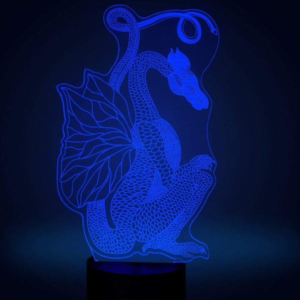 Dragon 3D LED nattlampa touch bordsskiva optisk illusion