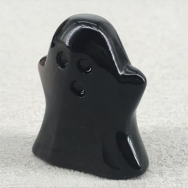 Sort Obsidian Krystalspøgelse, Håndskåret Ædelsten Fin Kunst Skulptur, Reiki Healing Stenstatue.