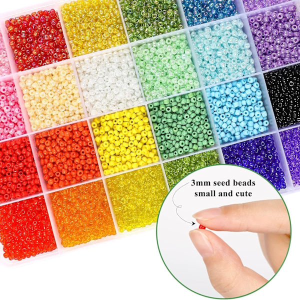12000 st 3 mm glaspärlor för armbandssmyckeset med bokstavspärlor, vänskapsarmbandssatser 8/0 hantverkspärlor för smyckestillverkning halsband