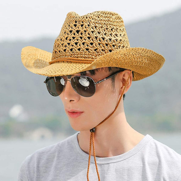 Halmhatt Dam Herr Cowboyhatt Strand Floppy Solhatt Brätte Sum A
