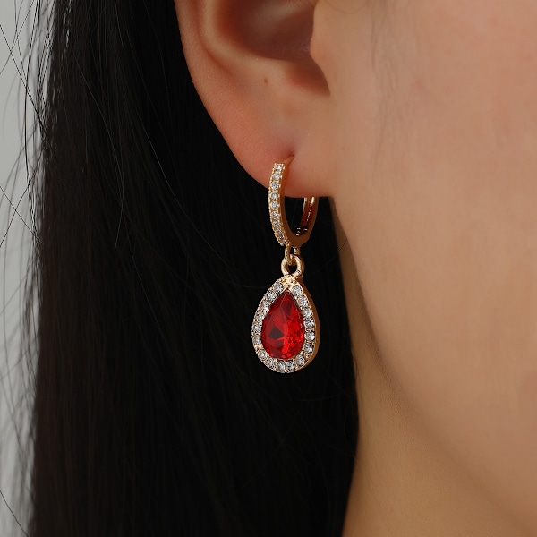 Rhinestone Teardrop Örhängen med Cubic Zirconia G