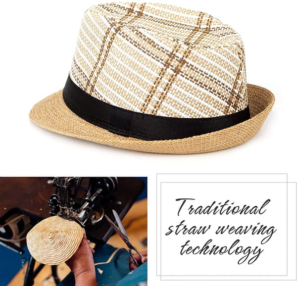 Sommarhatt i halm med kort brätte, Panama solhatt Trilby Bea Black