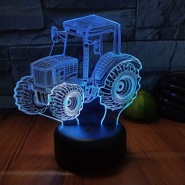 Traktor nattlys 3D illusjon LED lampe bursdagsgave festivalgave til gutt menn barn