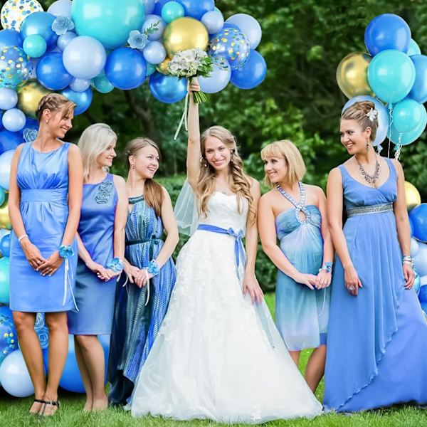Sininen ja kultainen ilmapallokaarisetti, Teal sininen ja kultainen ilmapallokaarisetti kromisinisillä ja kultaisilla konfetti-ilmapalloilla vauvakutsujen koristeluun syntymäpäiville Teal Blue Gold