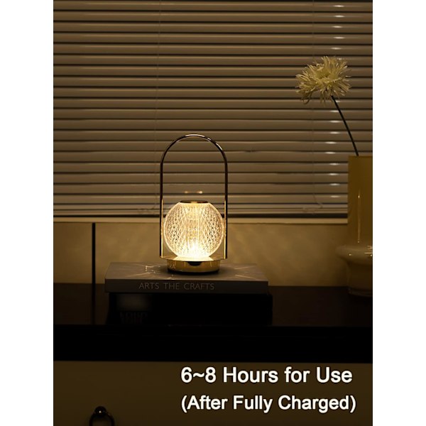 Ledningsfri Lampe Krystall Batteridrevet Lampe, Nattelys for Stue, Soverom, Barnerom, Utendørs, Restaurant, Nattbord, Trådløs Oppladbar Dimbar